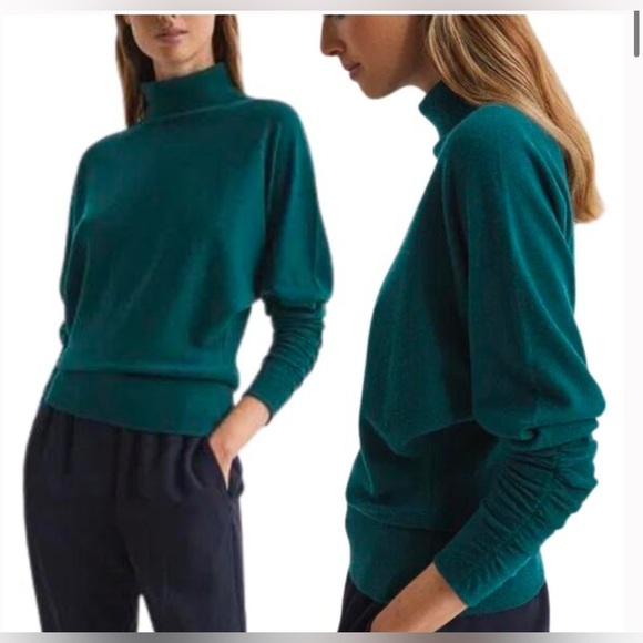 Reiss Frankie Ruched Sleeve Wool Blend Sweater Size S - Picture 1 of 5